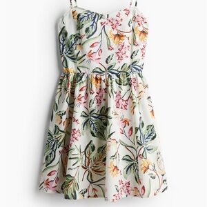 H&M Floral Mini Dress - Pink, Green, Orange on Cream